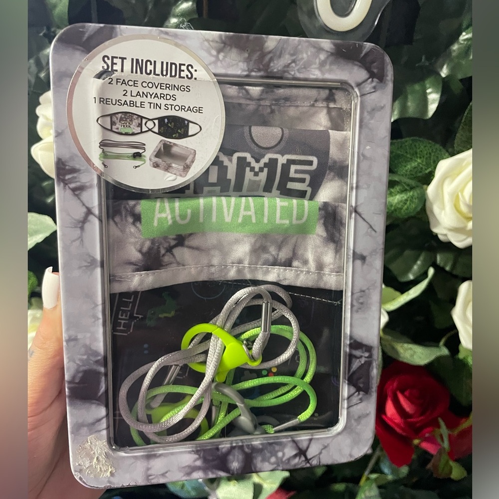 Game Activated Face Coverings Set with Lanyards